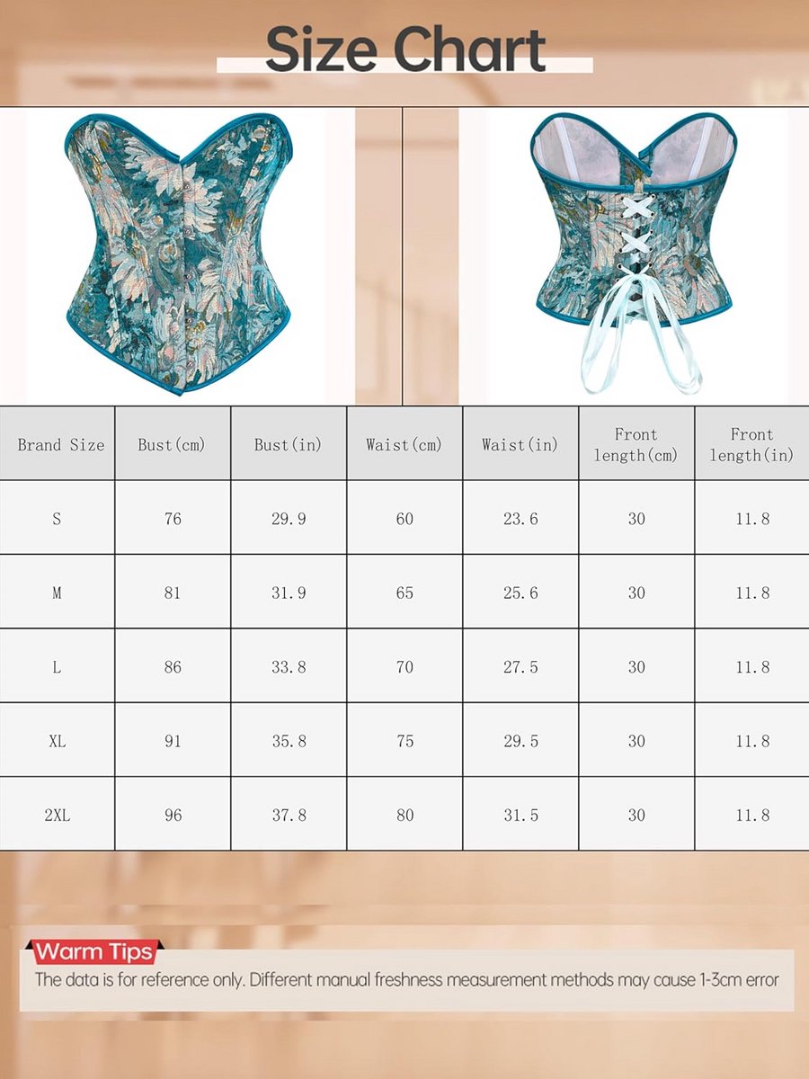 Vintage korset top met bloemen jacquard, vetersluiting en stalen bonnen