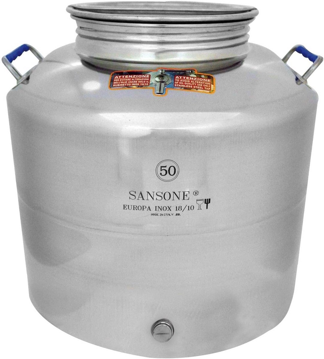 RVS Olievat 50 Liter met Schroefdop - RVS Opslagcontainer voor Olie