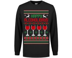 Happy Alcoholidays Kersttrui - Foute Kerst Trui - Wijn - Alcohol