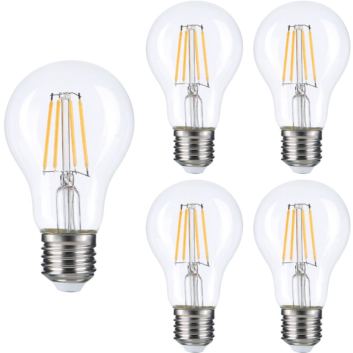 Optonica LED Filament Lamp A60 E27 - 8W (vervangt 55W) - 810lm - 2700K Warm Wit - 230V - Ø60mm - Energiezuinig - 5 stuks