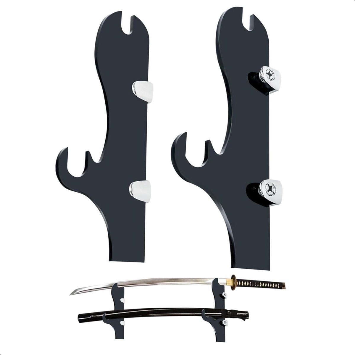 Ronte - Katana houder muur standaard decoratie zwart - zwaardhouder lichtzwaard houder optimalisatie boost