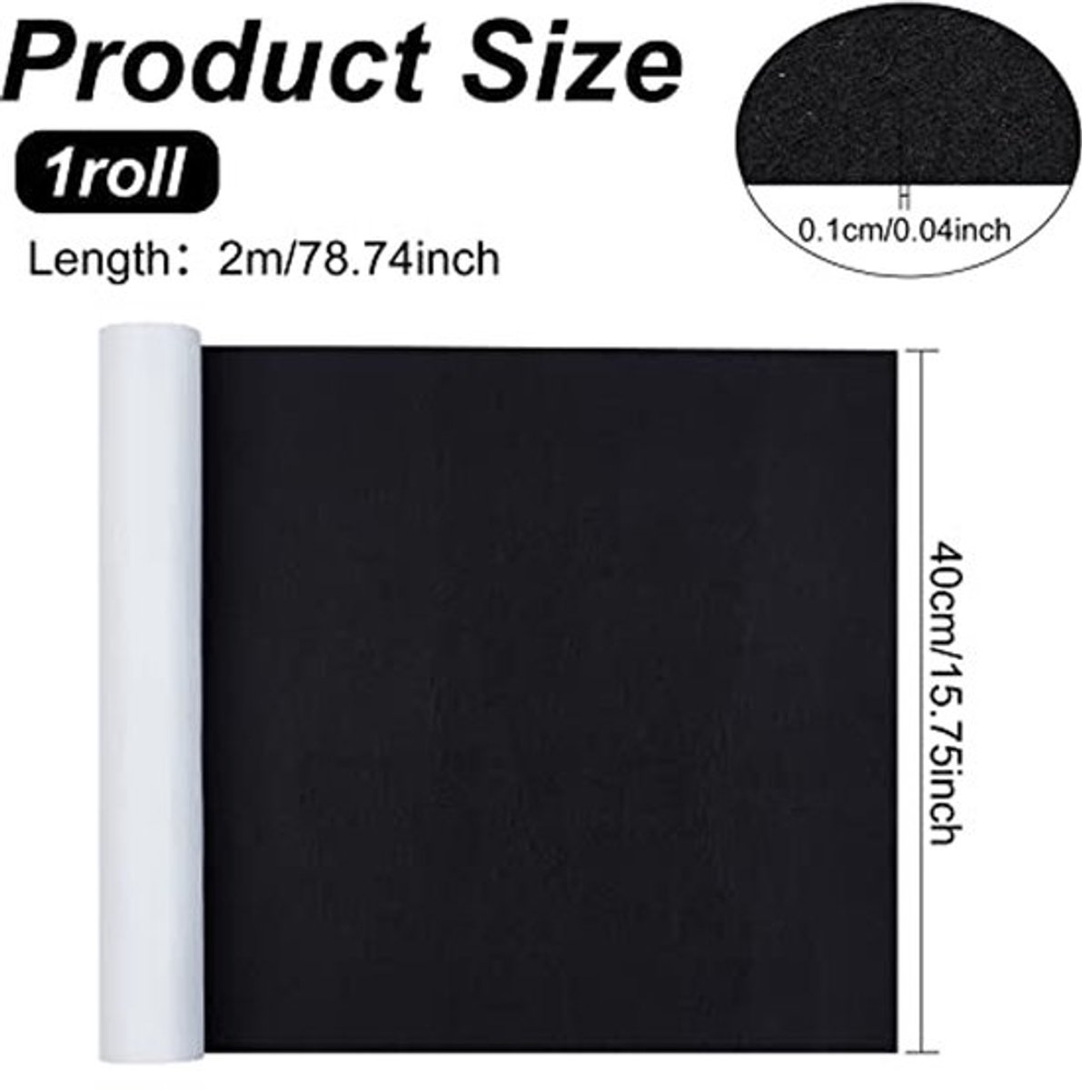 Zelfklevend Vilten Stof 40 x 200 cm - Zwart - 1 mm Dikte - Multifunctioneel