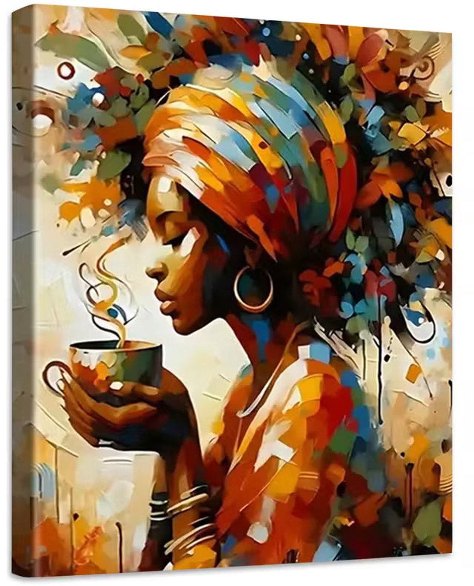 MET FRAME - Paint by numbers – schilderen op nummer – DIY decoratie - Portret - African Morning