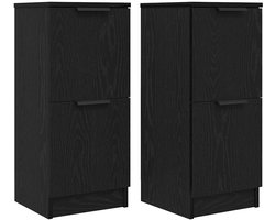 Zwart Eiken Dressoir Set 2-delig met Scharnierende Deuren en