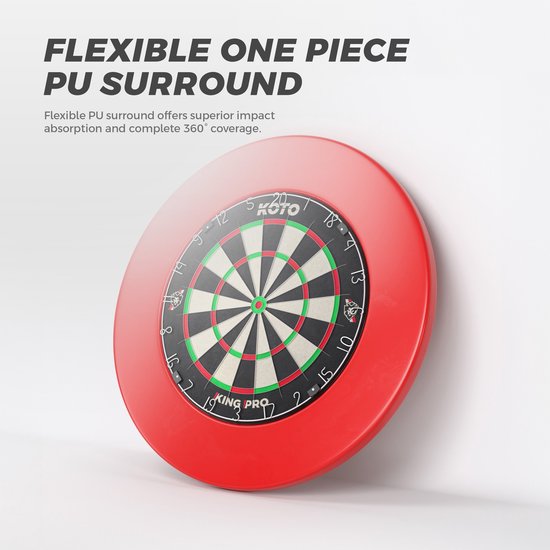 KOTO Dartbord Surround Rood, Hoogwaardige Dartomranding, Dart Surroundring, Bescherming Pijlen & Muren, Gemakkelijk te bevestigen van KOTO — afbeelding 3