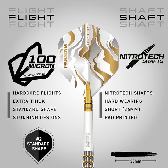 Red Dragon Paradym Gold Torpedo 90% - Dartpijlen van Merkloos — afbeelding 3