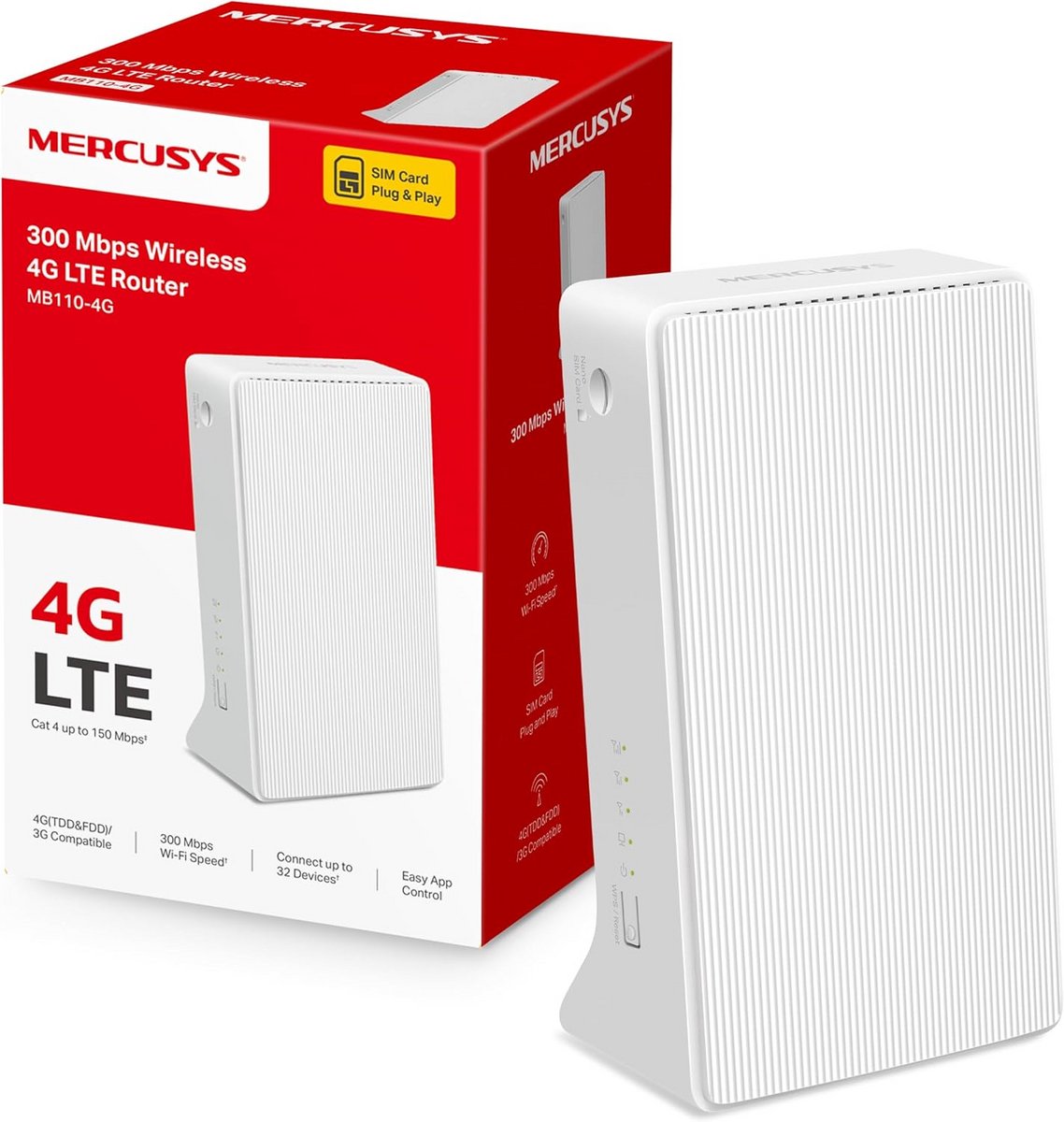 4G LTE Mobiele Router tot 150 Mbps met Wifi N voor Thuis en Camping