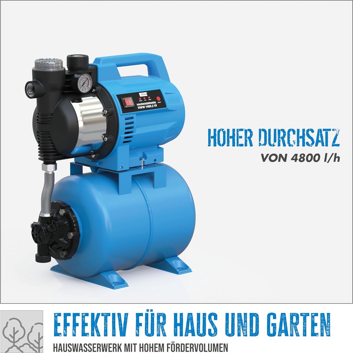 Krachtige Huiswaterpomp met Drukvat voor Tuin en Sanitair thumbnail 5