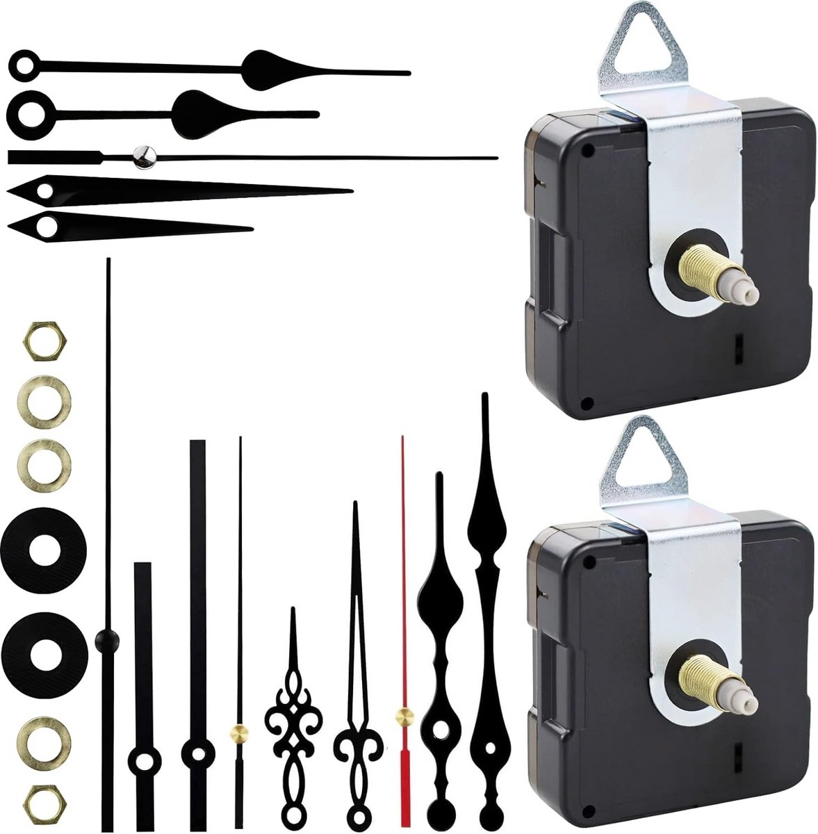 Set van 2 Quartz Klokmechanismen Vervangingsonderdelen voor Wandklok met 5 Wijzers