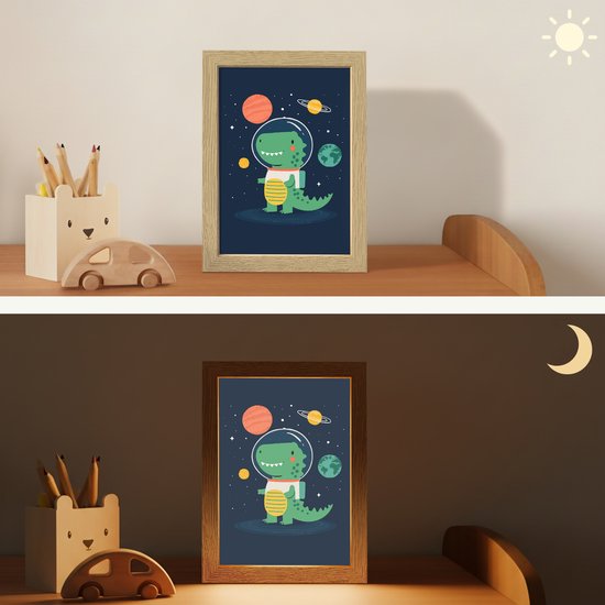 Nachtlampje 15x20 cm - Kinder lamp - Dino - Ruimtepak - Planeten - Tafellamp kinderkamer - Slaapkamer lamp - Bedlamp kinderen - Kinderlampje stopcontact - Wandlamp babykamer - Nachtlampjes van Merkloos — afbeelding 4