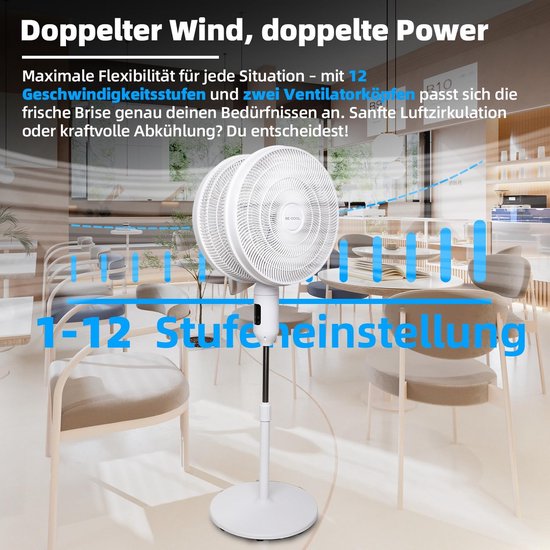 Zeer Krachtige Stille Staande Ventilator met Dubbele Kop en ...