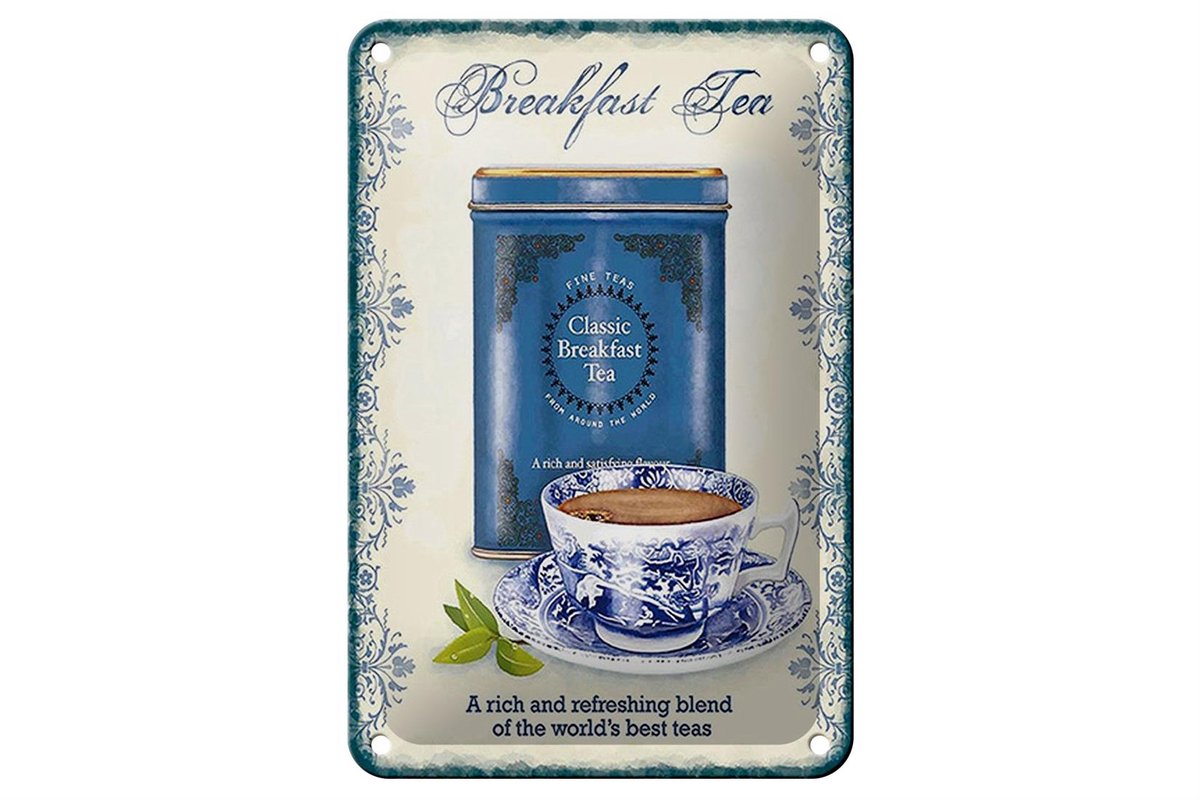 Blechschild Tee 12x18cm Classic Breakfast Tea best teas