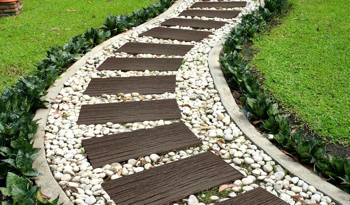 Tuinpad Stevige Hout-Effect Opstapsteen voor Buitenpaden