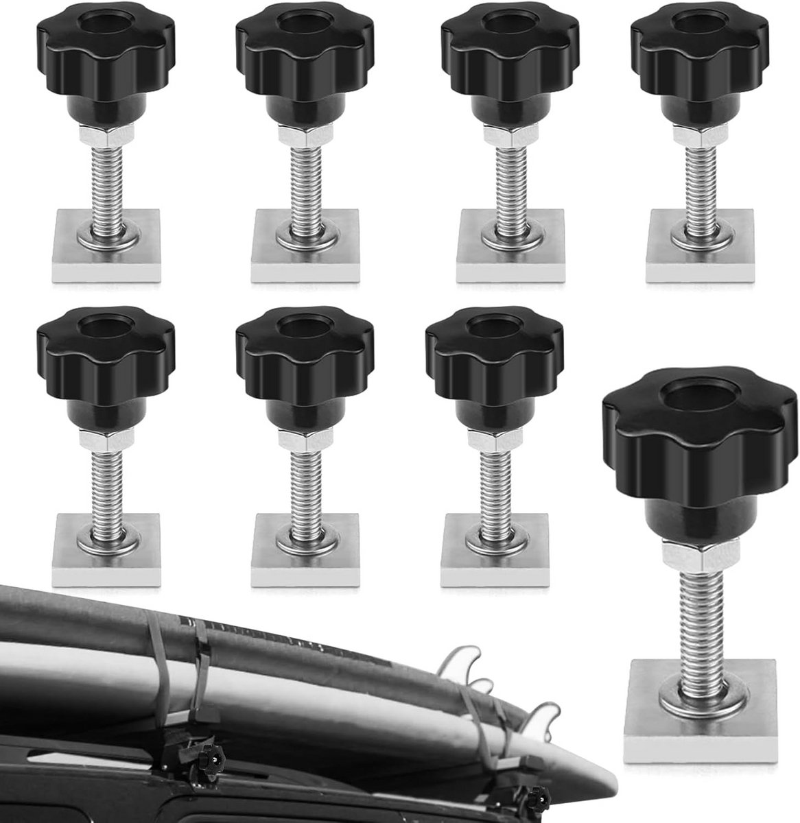 Set van 8 T-Track Schroeven M6 x 35mm met Moeren voor Dakdragers en Fietsadapters