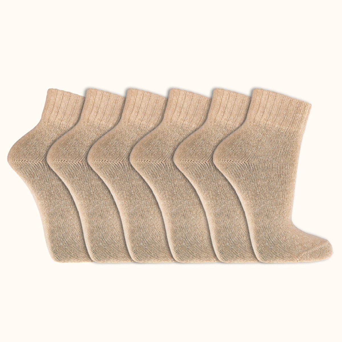 Luxe sokken | Merino & Kasjmier | Superzacht | Kort model | Dames & Heren | Beige | 6 paar