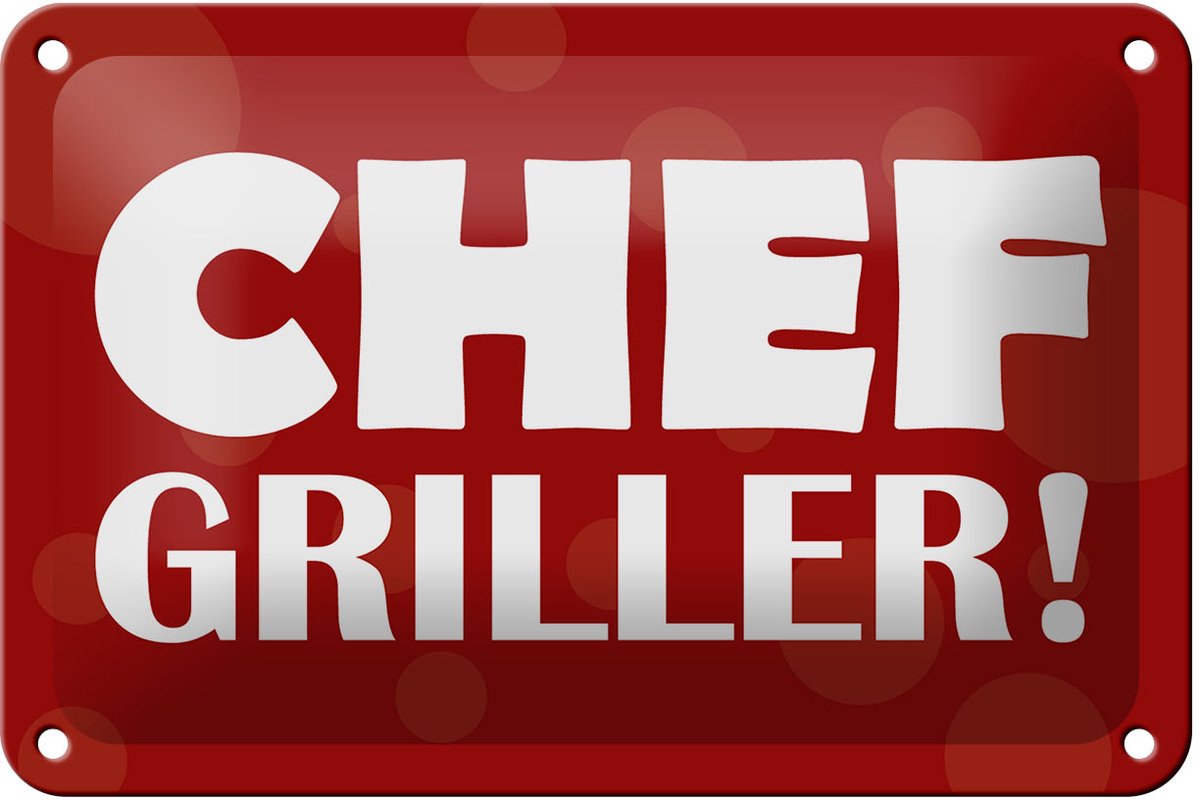 Blechschild Spruch 18x12cm Chef Griller rotes