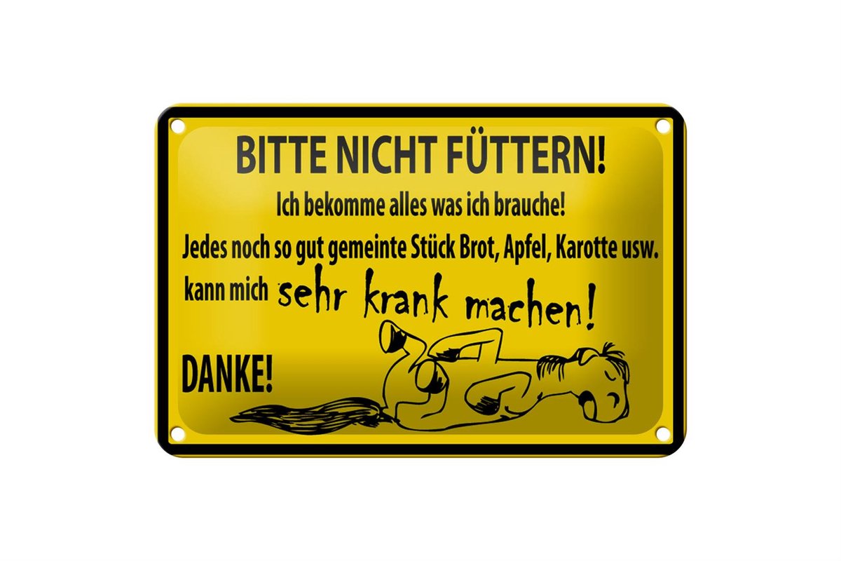 Blechschild Warnschild 18x12cm Bitte Nicht Füttern (Pferd)