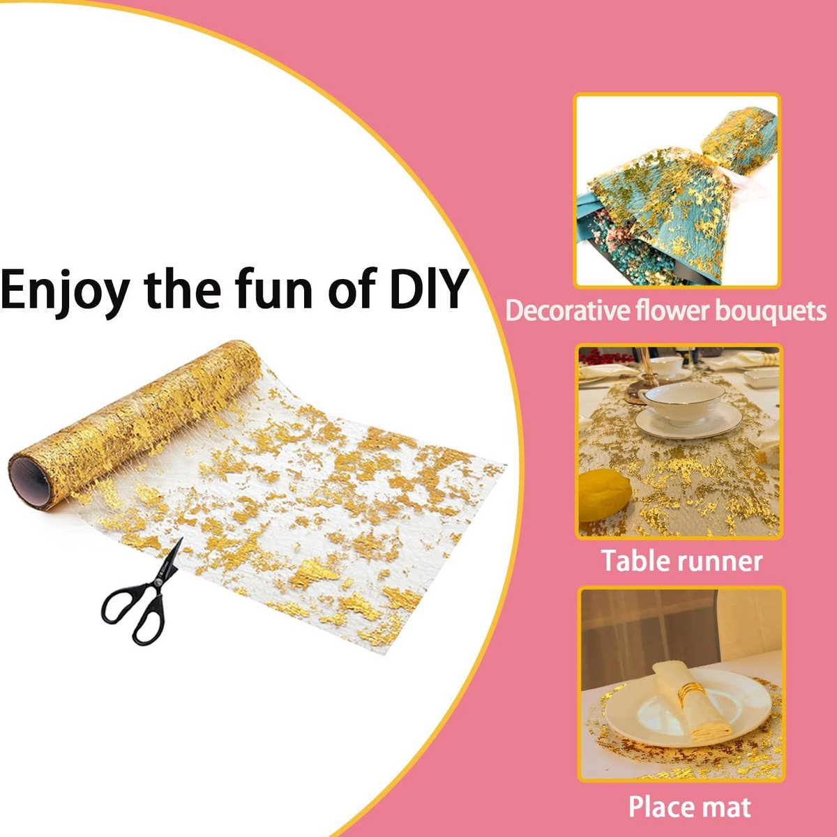 Gouden Tafelloper Rol - Glanzend Tafelkleed met Coating voor Feestdecoratie