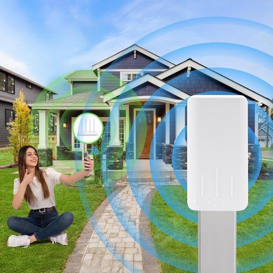 WAVLINK N300 WiFi-repeater Voor Buiten – 2,4 GHz, 300 Mbps – Waterdicht, PoE, 1000 MW – Groot Bereik – Geschikt Voor Tuin, Terras, Grote Ruimtes