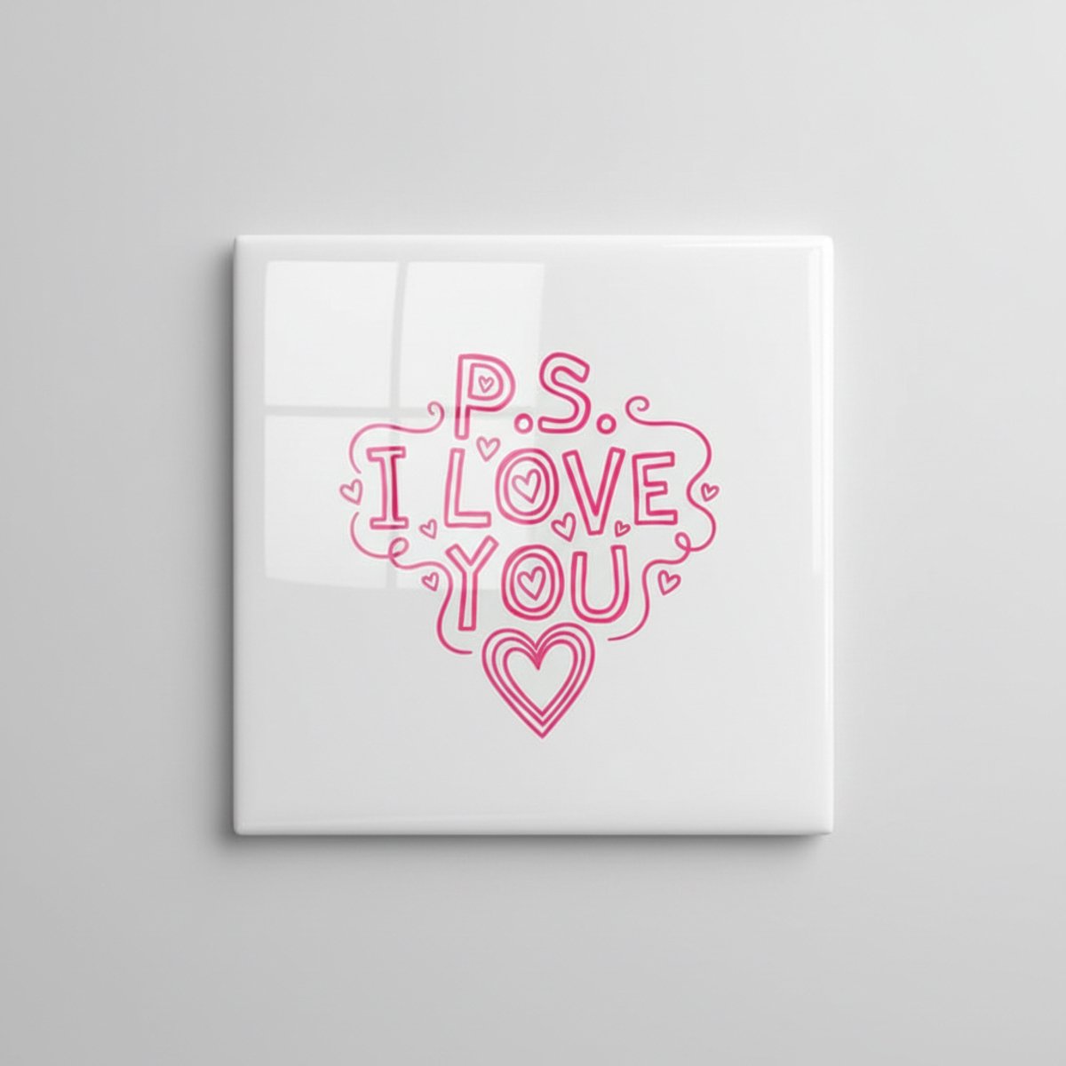 Keramische Decoratieve Wandtegel 15x15 cm met Liefdesboodschap “P.S. I Love You” – Romanti