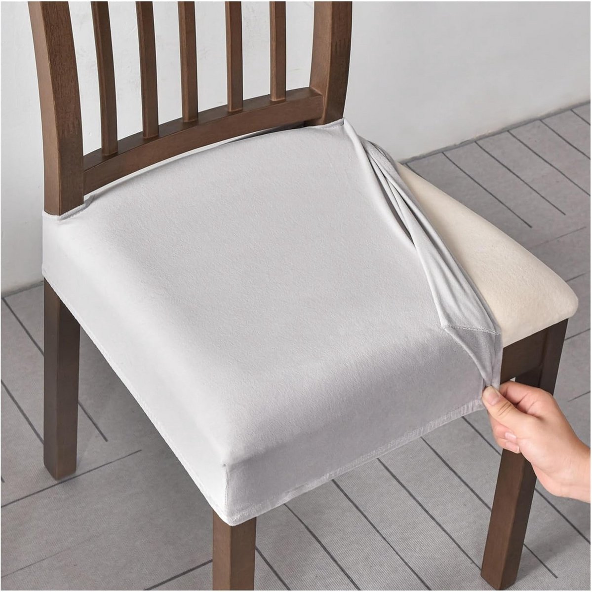 Stretchy Fluwelen Stoelhoezen voor Eetkamerstoelen - Wasbaar en Beschermend