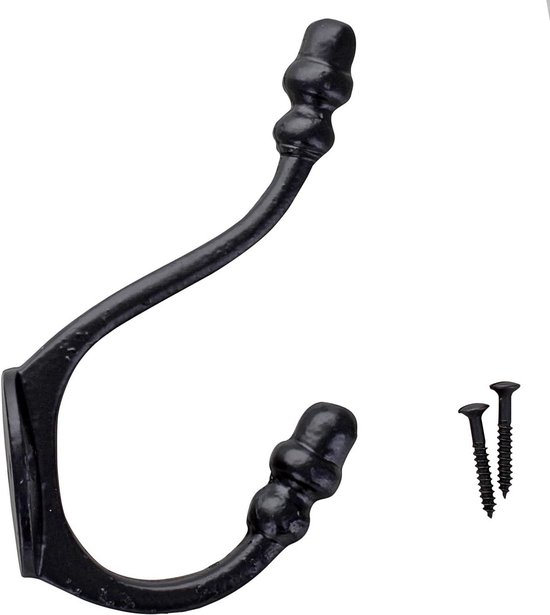 Wowser Vierpunts zwarte herten gewei gietijzeren muur mount kapstok haken, 5 1/2 inch, set van 3