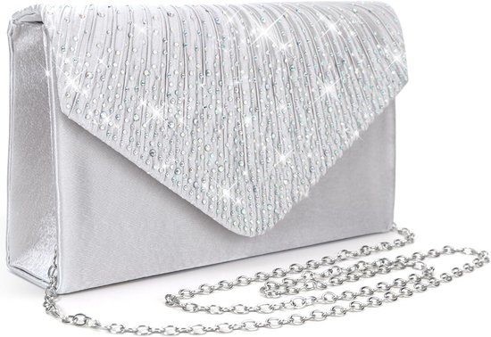 EVEOUT Dames avondclutch fonkelende handtas met ketting