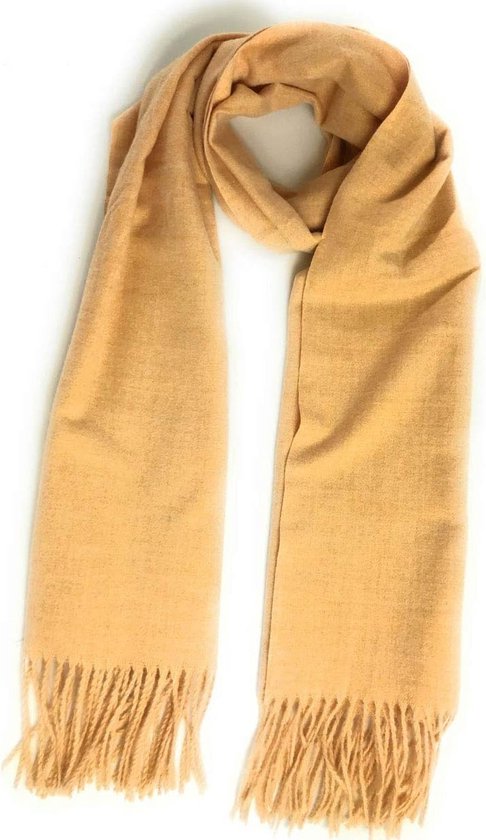 Pashmina sjaal met figuurtjes olifanten en paarden, gedempt goudkleurig