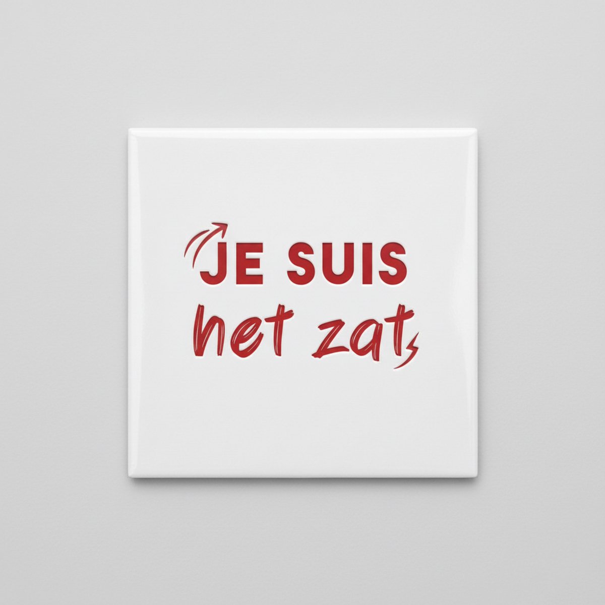 Nevolis Je Suis Het Zat Grappige Quote Tegel – Stoere Typografie Statement Wanddecoratie – 15 x 15 cm Keramische Tegel Multi Color