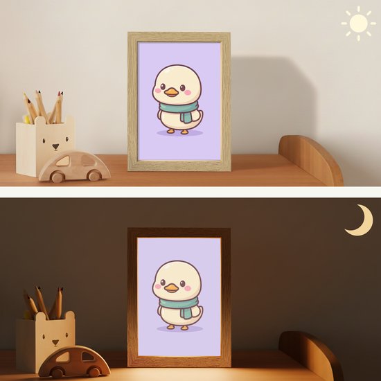 Nachtlampje 15x20 cm - Kinder lampje - Eend - Sjaal - Paars - Tafellamp kinderkamer - Slaapkamer lamp - Bedlamp kinderen - Kinderlampje stopcontact - Wandlamp babykamer - Nachtlampjes van Merkloos — afbeelding 4