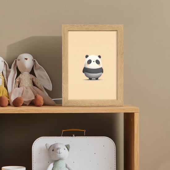 Nachtlampje 15x20 cm - Kinder lampje - Panda - Beige - Minimalistisch - Tafellamp kinderkamer - Slaapkamer lamp - Bedlamp kinderen - Kinderlampje stopcontact - Wandlamp babykamer - Nachtlampjes van OnlyWow — afbeelding 3