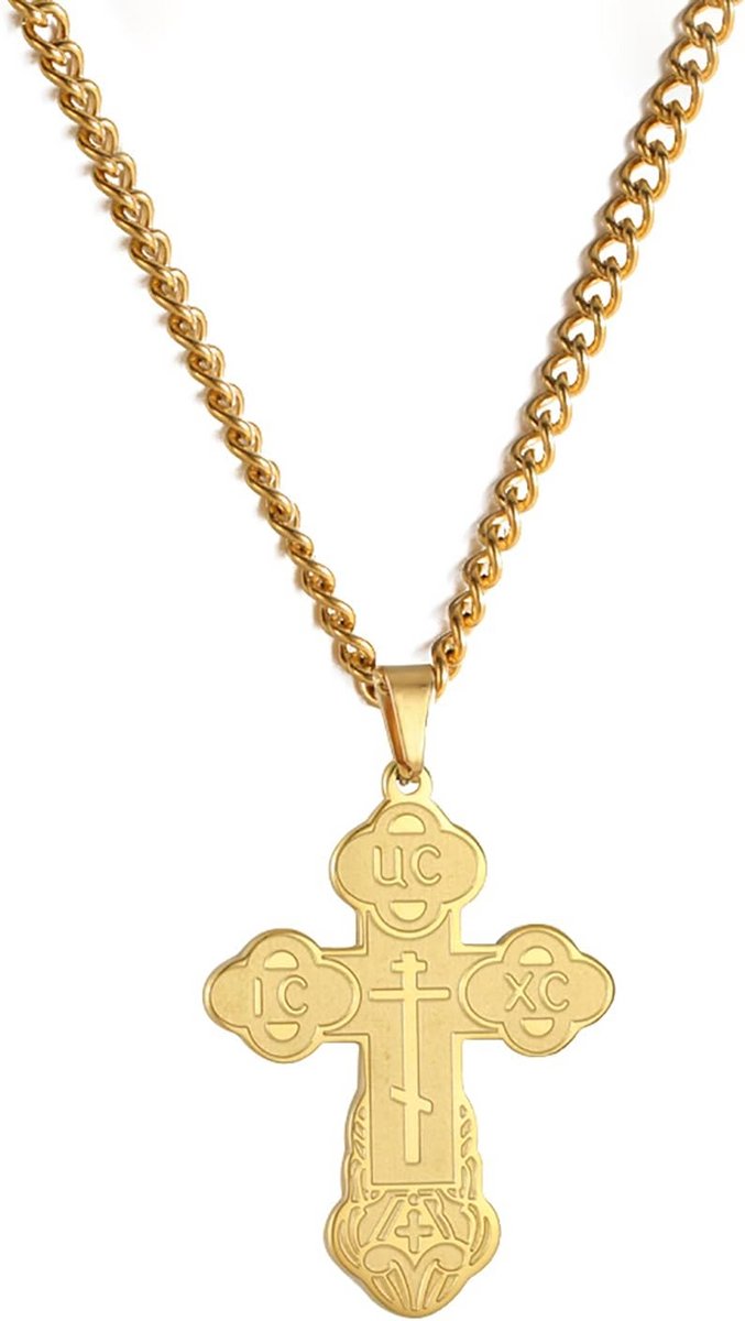 Klassieke Orthodoxe Kruis Hanger Ketting Roestvrij Stalen Religieus Amulet