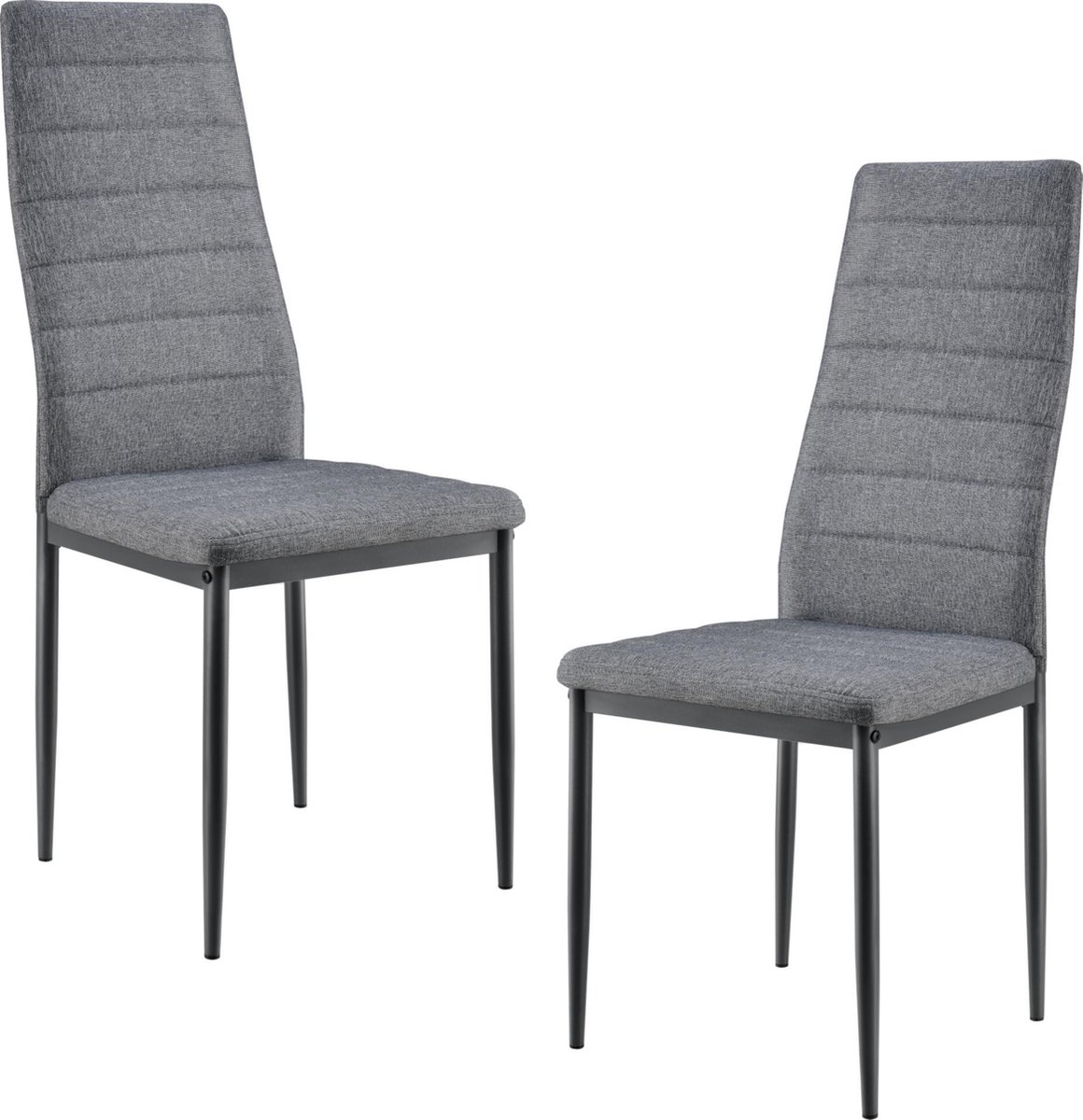 en.casa Eetkamerstoel Italië 96x43x52 cm grijs stof metaal set van 2