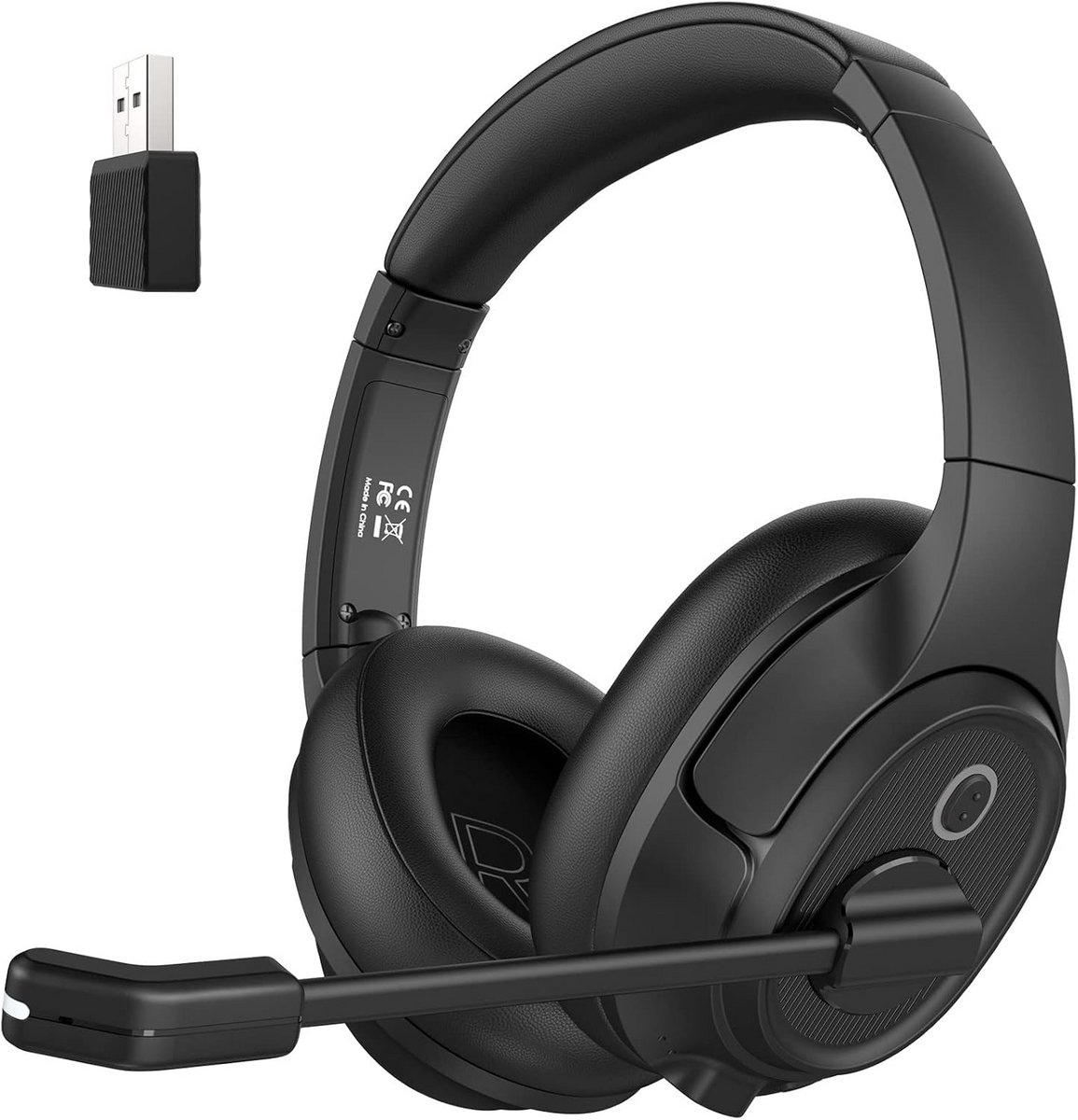 Draadloze Headset met USB Dongle en AI Ruisonderdrukkende Microfoon voor Zakelijk Gebruik
