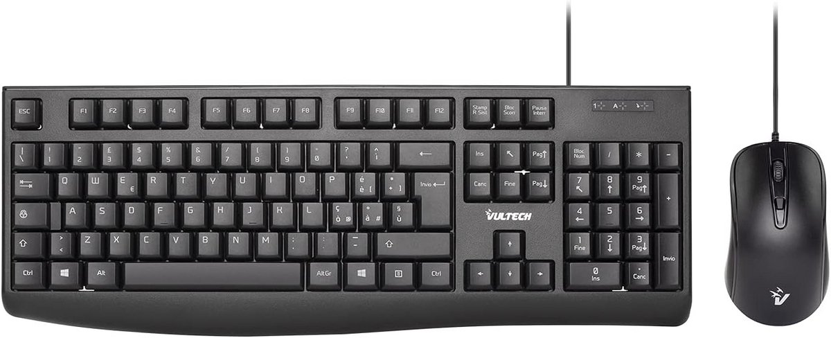 Ergonomisch USB-toetsenbord en Muis Set met Numeriek Blok en Stille Toetsen