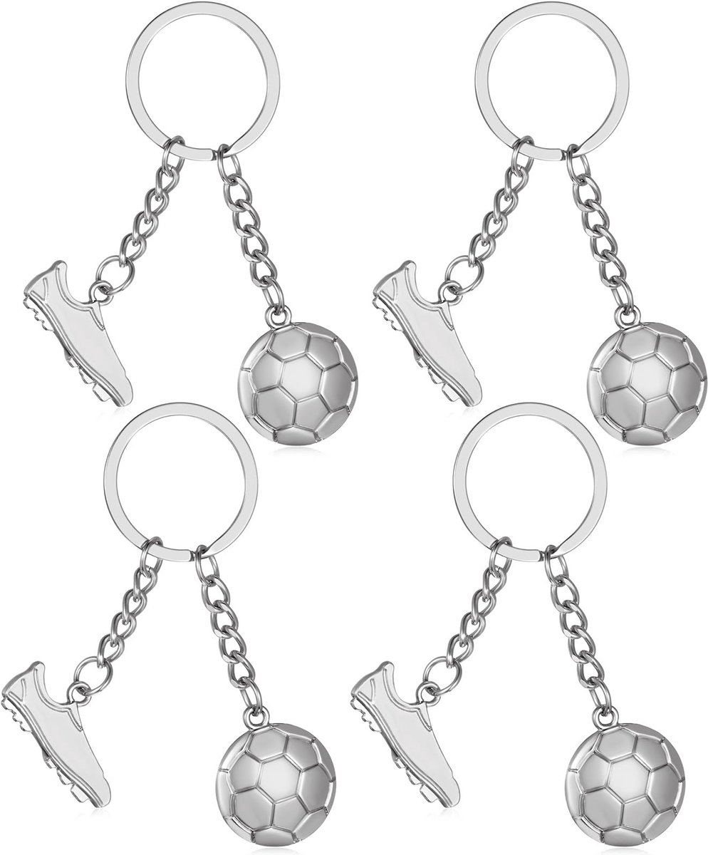 IMPERATORIS® Sleutelhanger Voetbal - Kinderen Jongens en Meisjes - Zilver - 23,6 x 8 mm