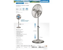 Krachtige Staande Ventilator op Stang - 50W Metaal