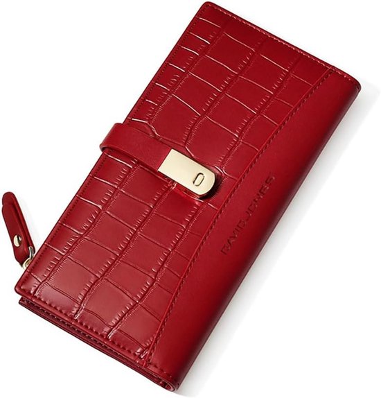 LETEULO Leren damesportemonnee - Grote portemonnee - Grote portemonnee - Met 18 kaartvakken - Lange damesportemonnee - Leren portemonnee met ritssluiting, Koffie, 19 cm L x 10 cm H, Elegant