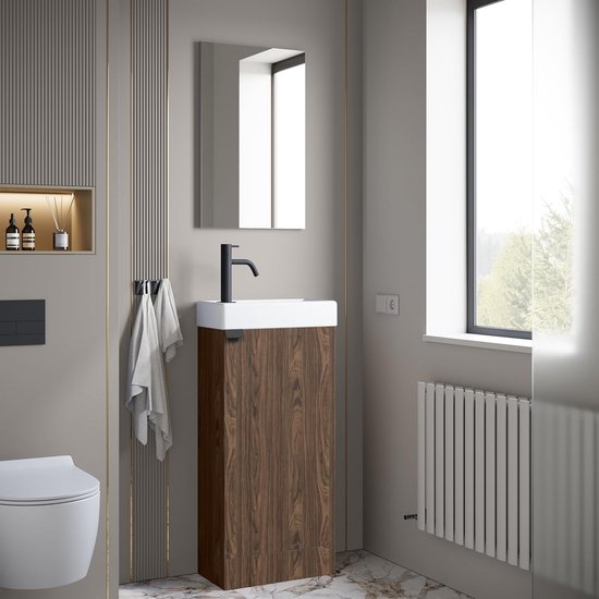 BRIDGE BENO 40 cm Badkamerkast Met Wastafel – Kleine Wastafelkast Met Opbergruimte Voor Gastentoilet, Ruimtebesparend, Golden Sand BRIDGE BENO 40 cm Badkamerkast Met Wastafel – Kleine Wastafelkast Met Opbergruimte Voor Gastentoilet, Ruimtebesparend, Golden Sand
