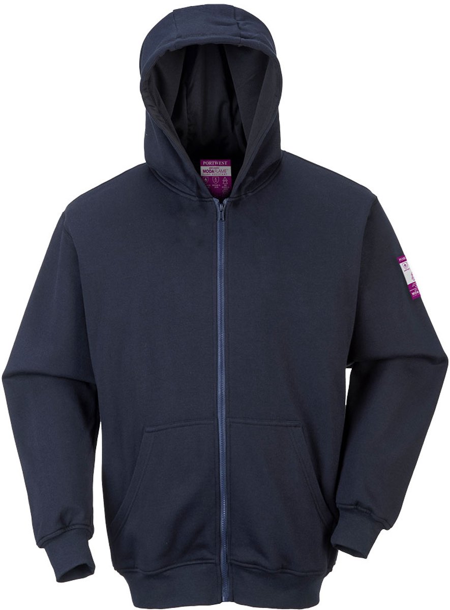 Portwest FR Modaflame Sweatshirt met rits en capuchon FR81 - Marine - 5XL
