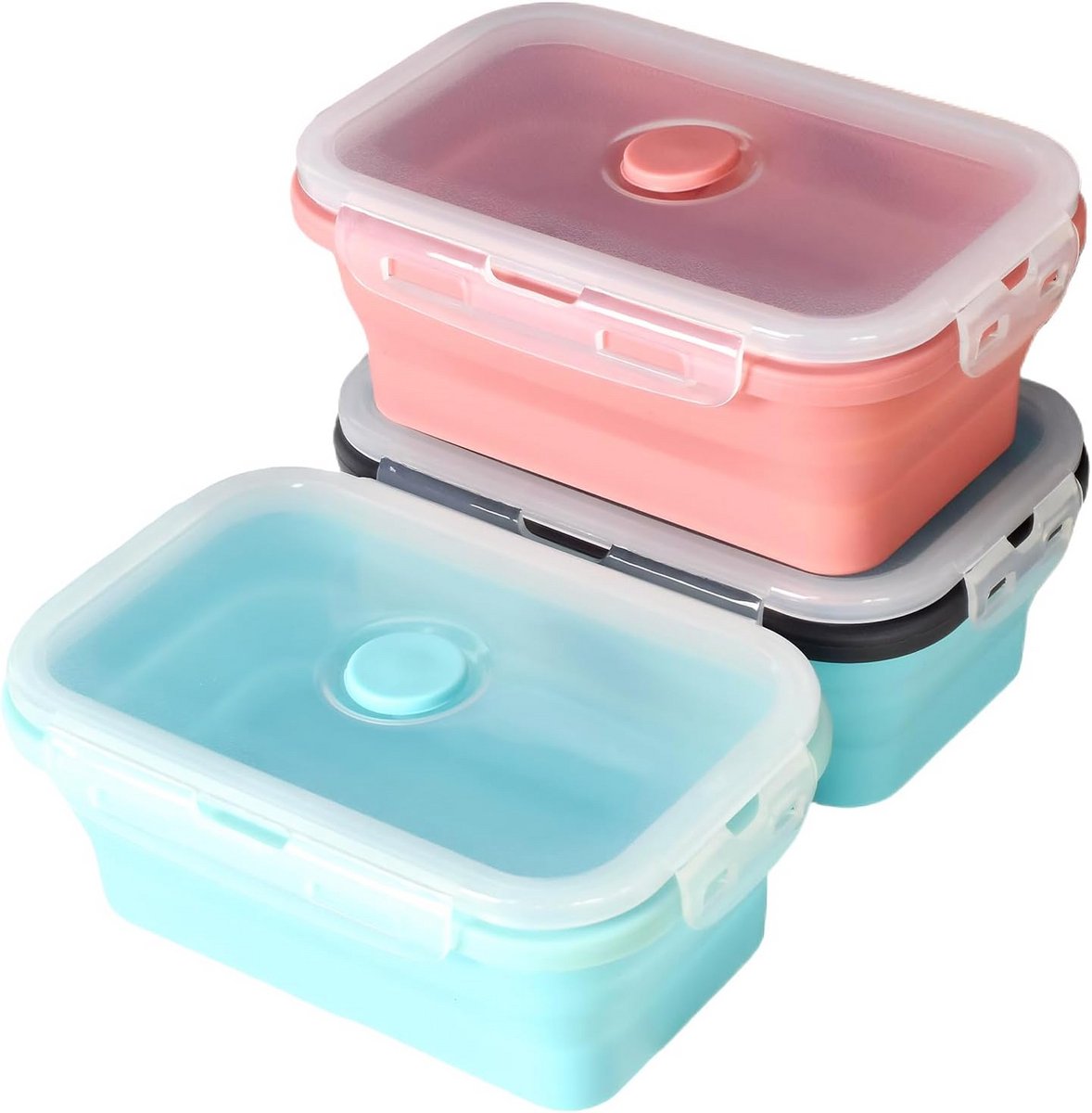 Set van 3 Opvouwbare Lunchboxen 500ml - Luchtdicht & Lekvrij Siliconen Voedselcontainers