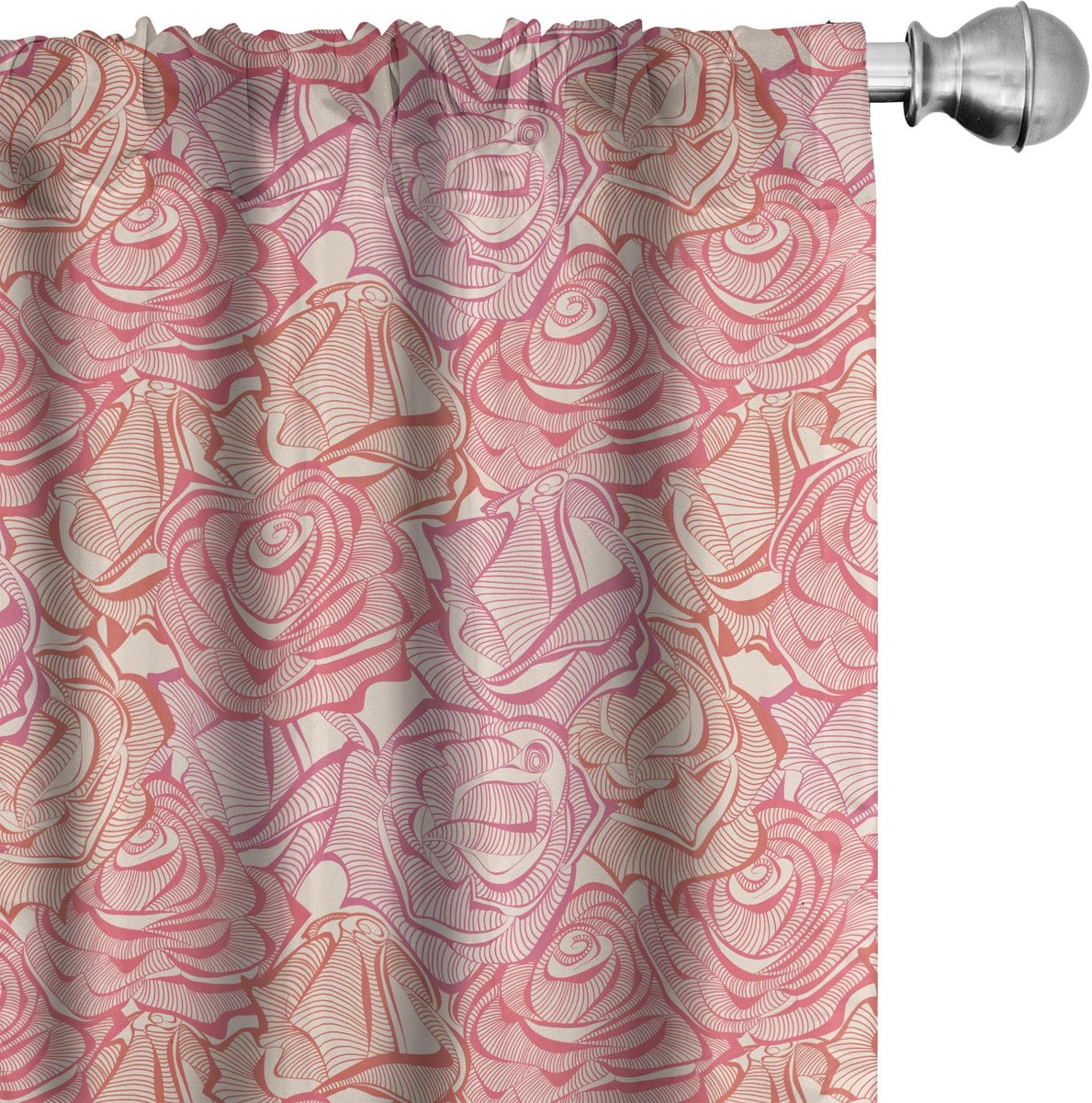 ABAKUHAUS Bloemen gordijnen – 2x75x245 cm – Microvezel, roze, gedroogde roos Rosa Getrocknete Rose