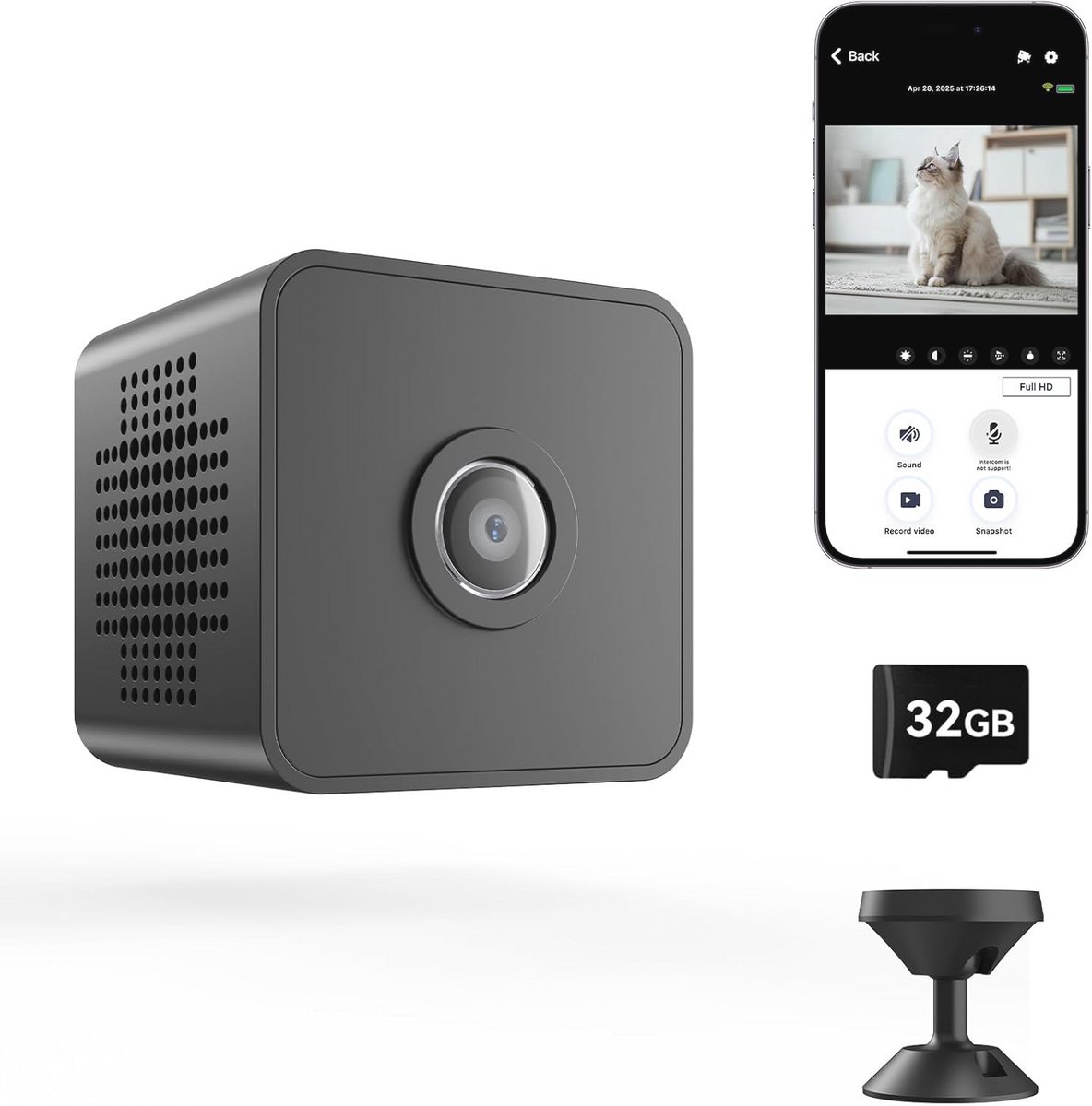 Mini WiFi Camera 1080P HD - Draadloze Bewakingscamera met Batterij, Bewegingsdetectie en Nachtzicht voor Thuis