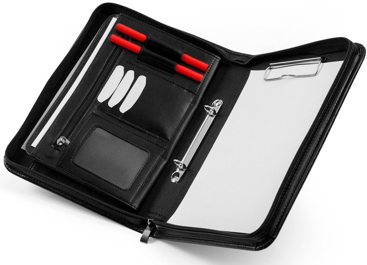 Solome BW8A5 Zwarte A5 Aktetassen / Documentenmap - Eco-leer