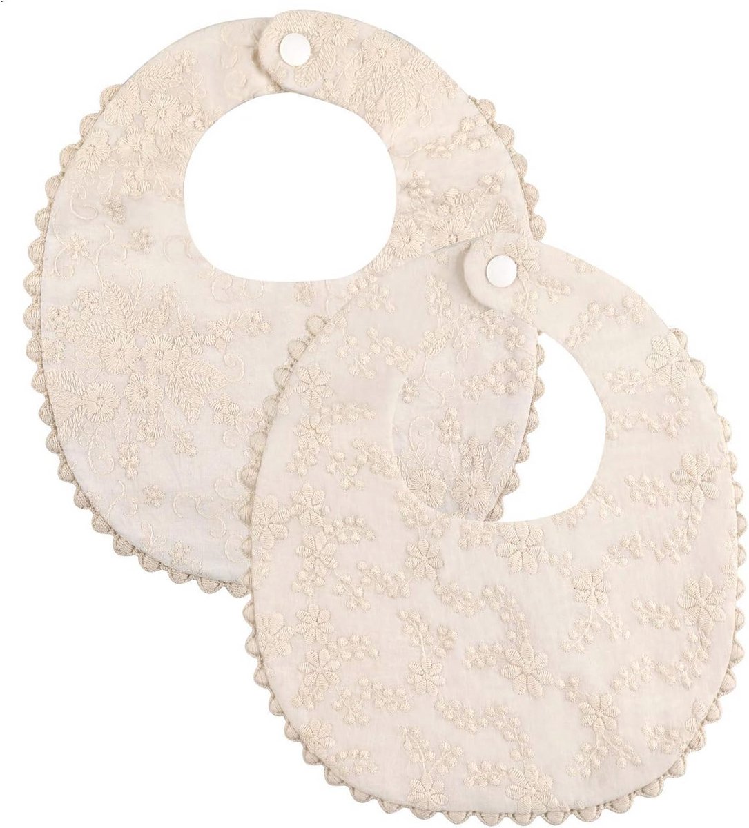 Baby slabbetje voor meisjes, omkeerbare waterdichte handgemaakte natuurlijke katoenen baby kwijl slabbetje 0-12 maanden 2 Pack
