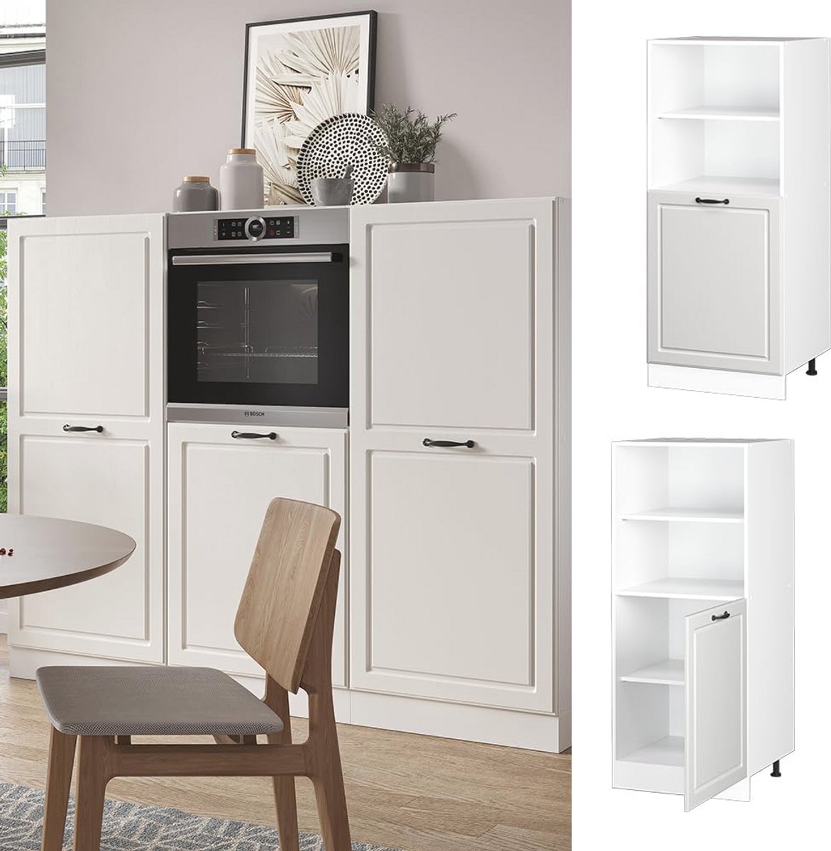 Vicco Oven conversion cabinet "R-Line", White Country house/White, 60 cm