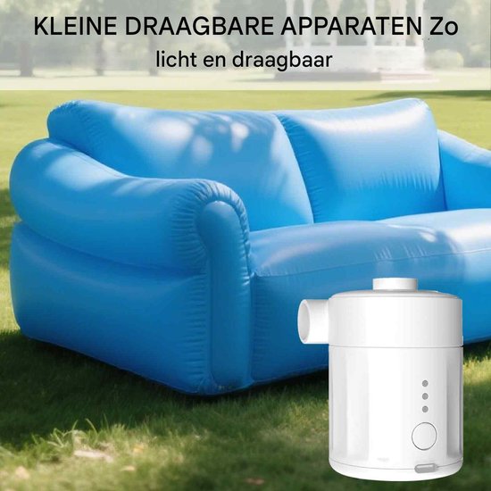 Ynkkvre - Luchtpomp-Luchtcompressor - Elektrische luchtpomp - Zwembadpomp-Draagbaar- 2-in-1-5200 mAh - 450 l/min-Oplaadbare accu - Met 4 spuitmonden en opbergtas - Snelpomp voor boot/luchtbed - Wit van Ynkkvre — afbeelding 4