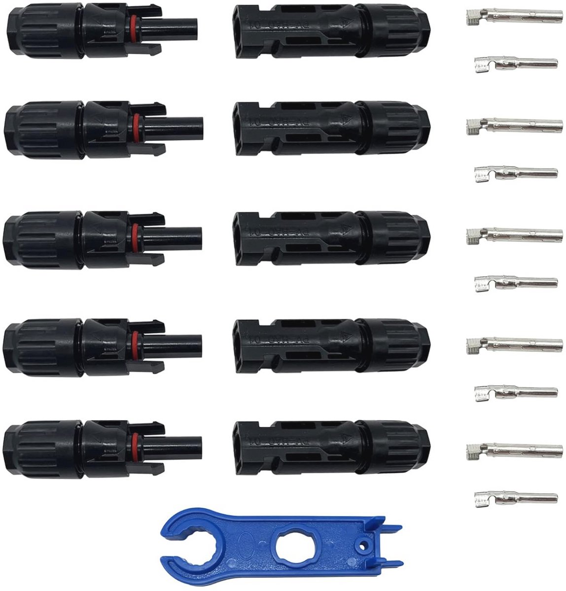 Zonnepaneelconnector - Zonnestekkers Adapter - Zonne-energie Installatie - Vertind Koper Dirigent - 5 Paar - Zwart
