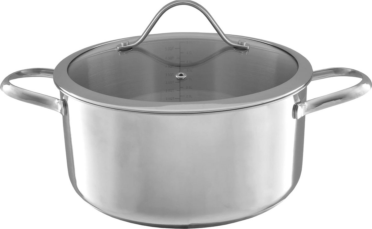 Roestvrijstalen 6-Quart Stock Pot met Deksel - Geschikt voor Alle Kookmethodes