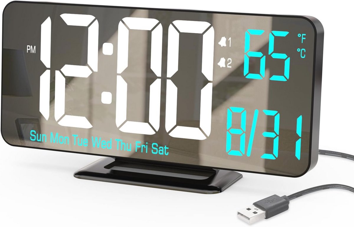 Digitale wekker met dubbel alarm, temperatuurweergave en dimfunctie – Perfect voor slaapkamer en woonkamer
